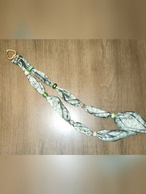 🔥Hand Crafted Green Patterned Twilly and .925 Silver Core Beads Keychain/charm